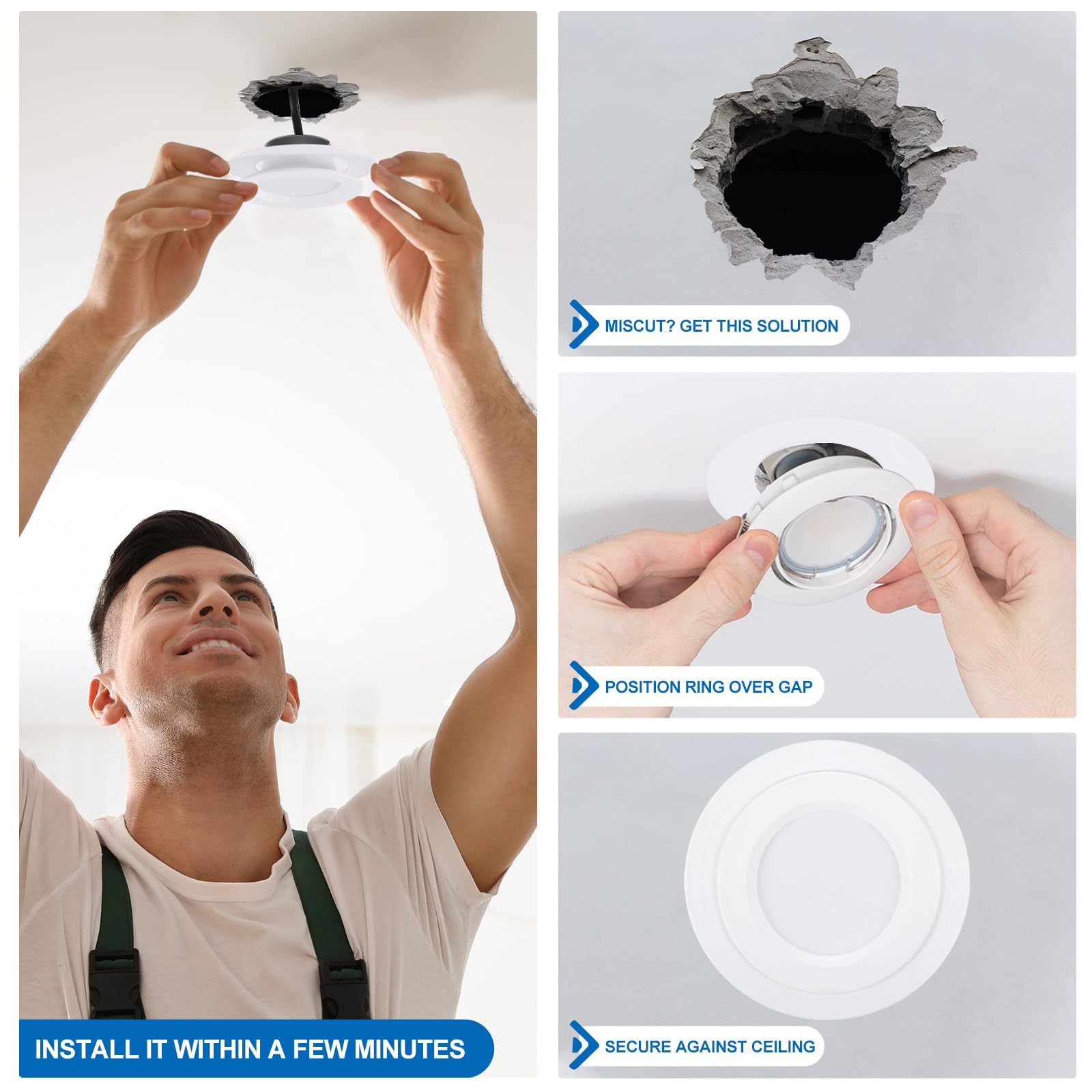 PATIKIL 4.25" ID 6.69" OD Light Trim Ring, White Goof Ring Matte Circular Light Cover Lighting Fixture for Ceiling Wall Recessed Can Downlights