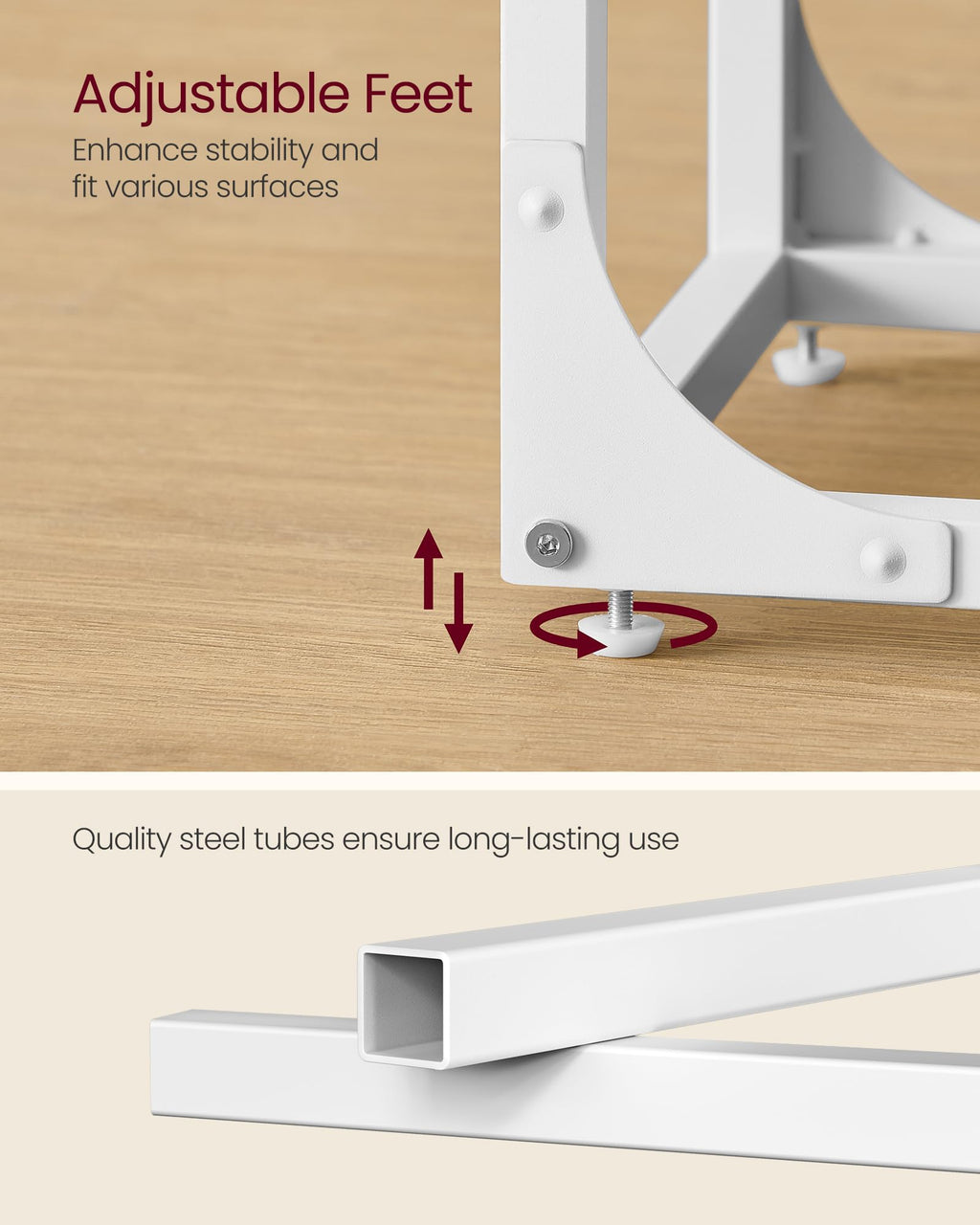 VASAGLE C-Shaped End Table, Small Side Table for Couch, Sofa Table with Metal Frame for Living Room, Bedroom, Bedside, Almond Yellow and Cloud White