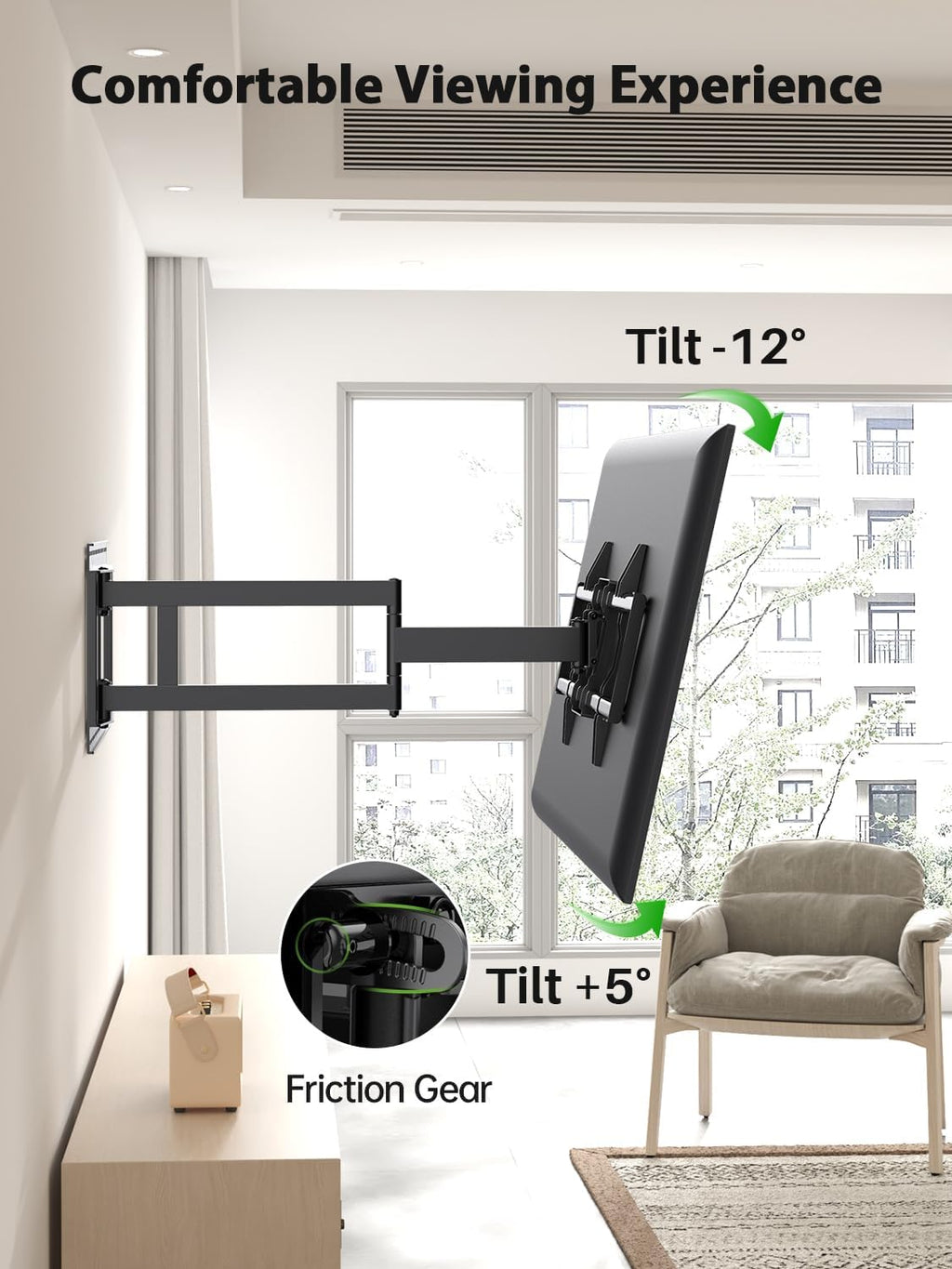 USX Mount Long Arm TV Wall Mount - Full Motion Design for 42-95 Inch TVs | 40 Inch Extension, Swivel & Tilt, 150lbs Capacity