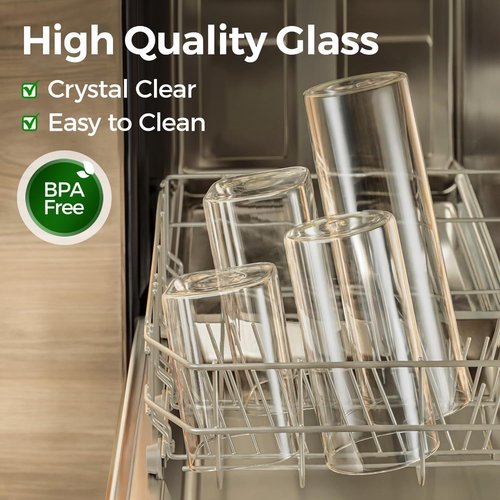 ComSaf Airtight Glass Storage Canister - Wood Lid Food Storage Jar Set of 3 | 1.6 Qt Clear Containers for Oats, Pasta, Flour, Sugar, Tea, Coffee Beans