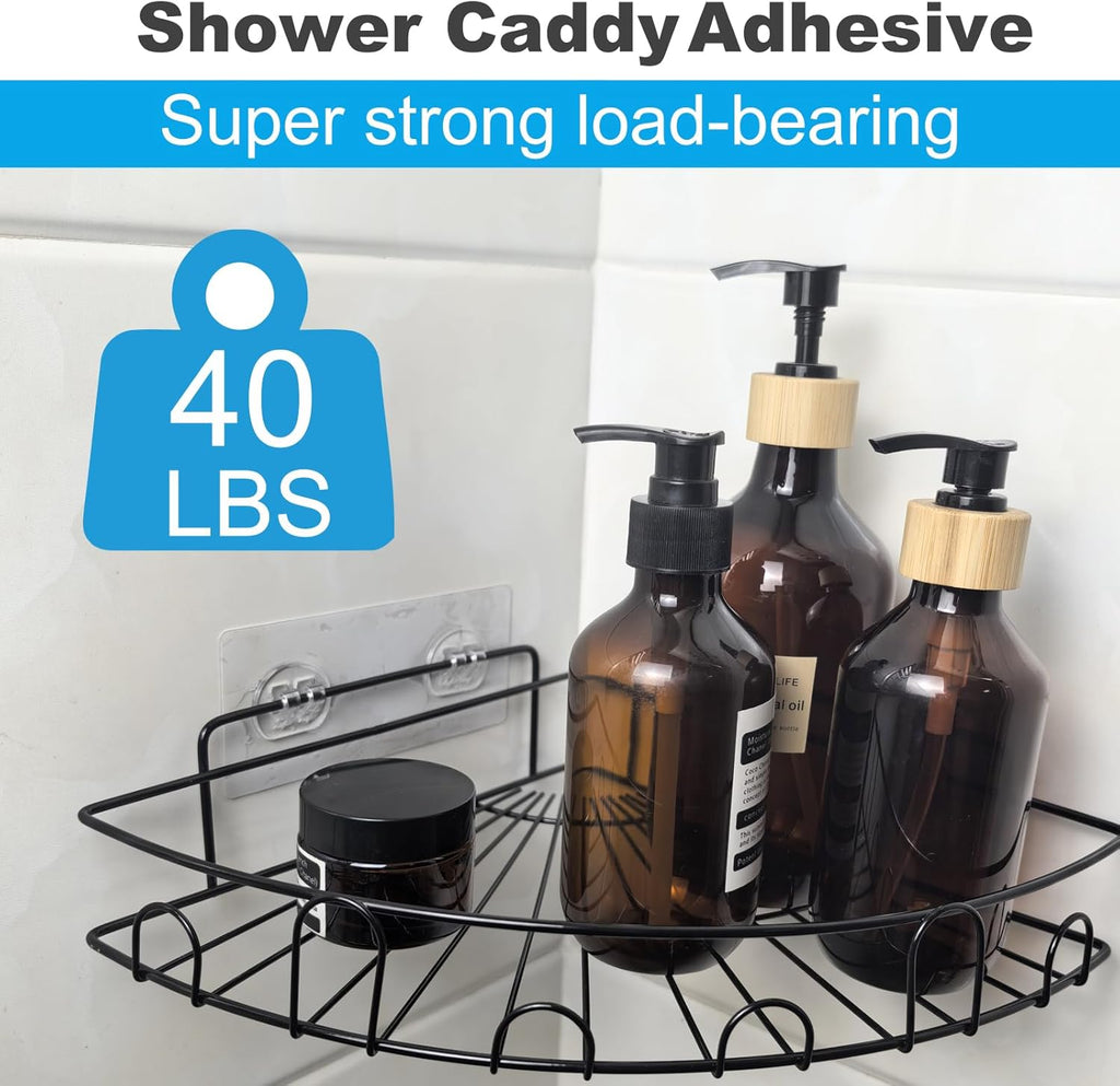 Skiennix Shower Caddy Adhesive Replacement - No Drilling Shelf Hooks for Bathroom & Kitchen | 15 Pack