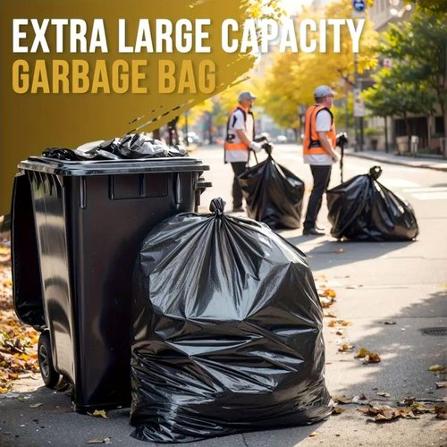 50 55 60 Gallon Trash Bags, 100 Count High Density Garbage Bags, Recycling Trash Can Liners, Sturdy & Tear-Resistant Large Black Bag for Kitchen Yard Outdoor Commercial Use, Lawn Leaf Waste Bags