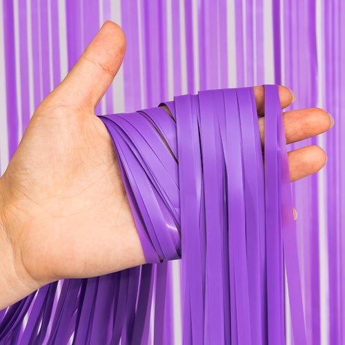 GREATRIL Purple Tinsel Fringe Party Backdrop - Perfect for Lavender & Mermaid Birthday Decor - 3.2ft X 8.2ft | 2 Packs