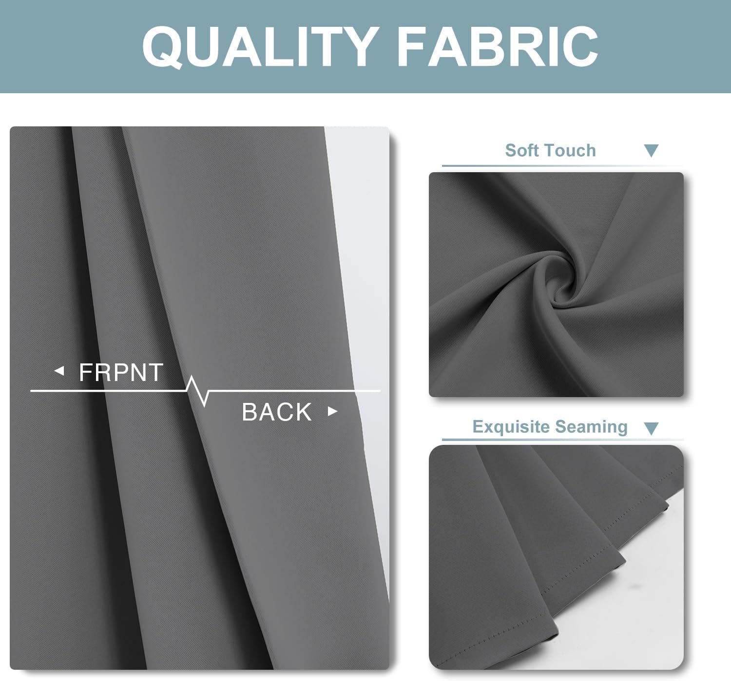 ChrisDowa Blackout Curtains - Thermal Insulated Room Darkening Panels, 72 Inches Long, Grey (2 Panels Set)