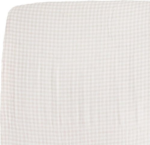 Little Unicorn Premium Crib Sheet - Breathable Super-Soft Muslin Fabric in Tan Gingham