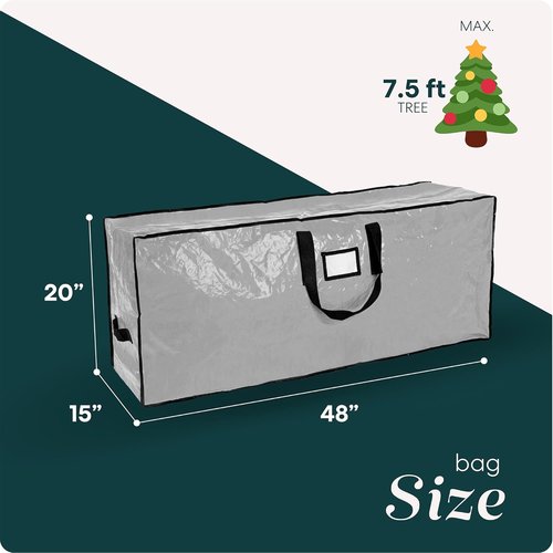 Christmas Tree Storage Bag - Durable Waterproof Zippered Bag for 7.5 Ft Artificial Trees | Protects Against Dust & Moisture (Grey, Pack of 2)
