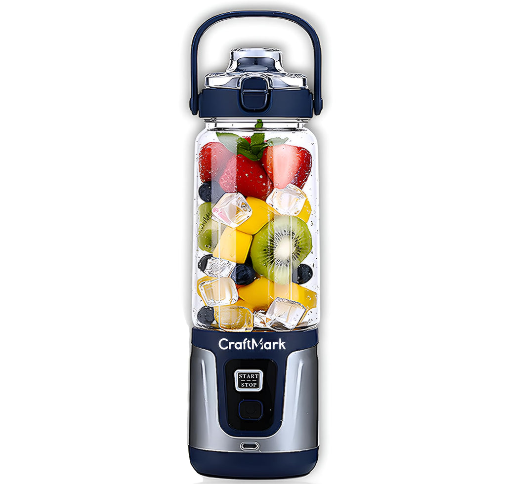 Portable Smoothie Blender – 24oz Personal Mini Blender, USB Rechargeable Cordless Smoothie Maker for Protein Shakes, Ice Crusher & Frozen Fruit with Travel Portable Juicer