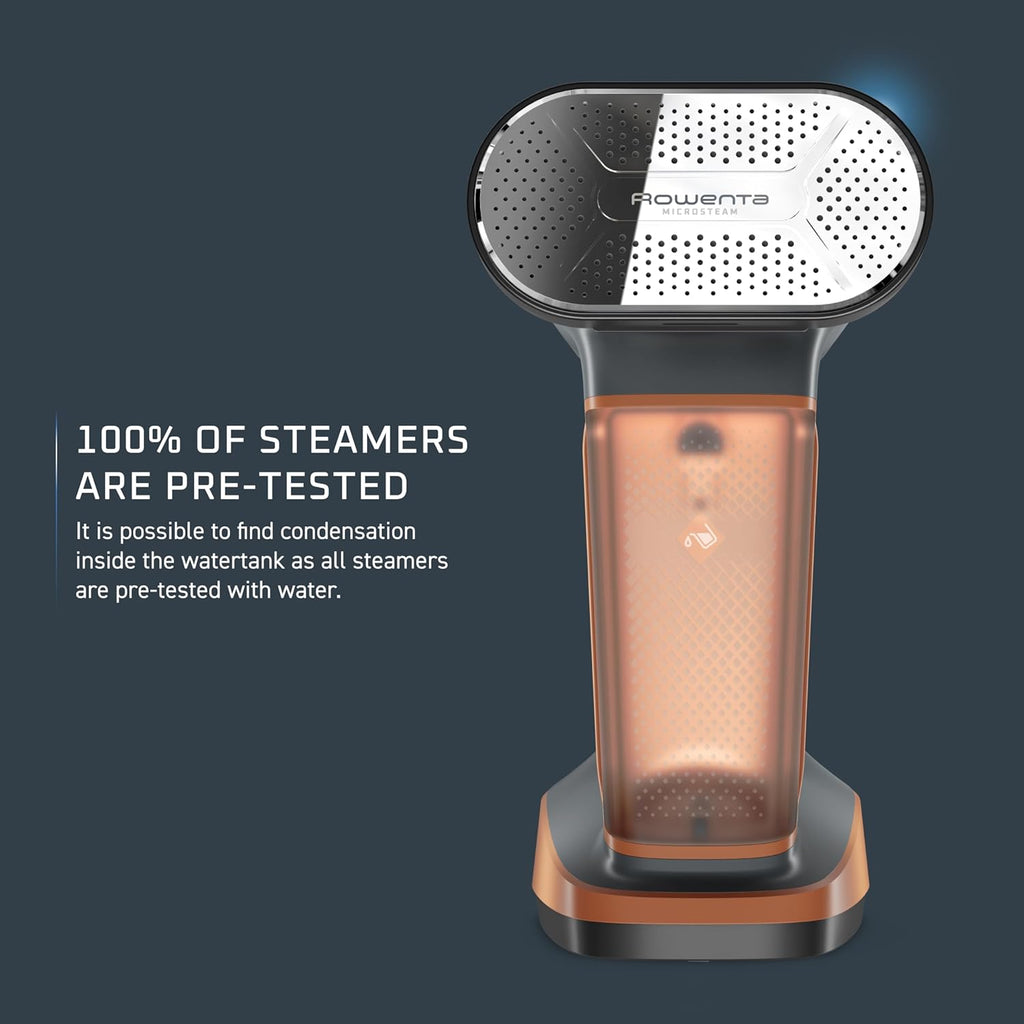 Rowenta Handheld Clothes Steamer - 3-in-1 Ironing & Lint Removal, 7.1 Oz Tank, 1875 Watts, Black & Copper