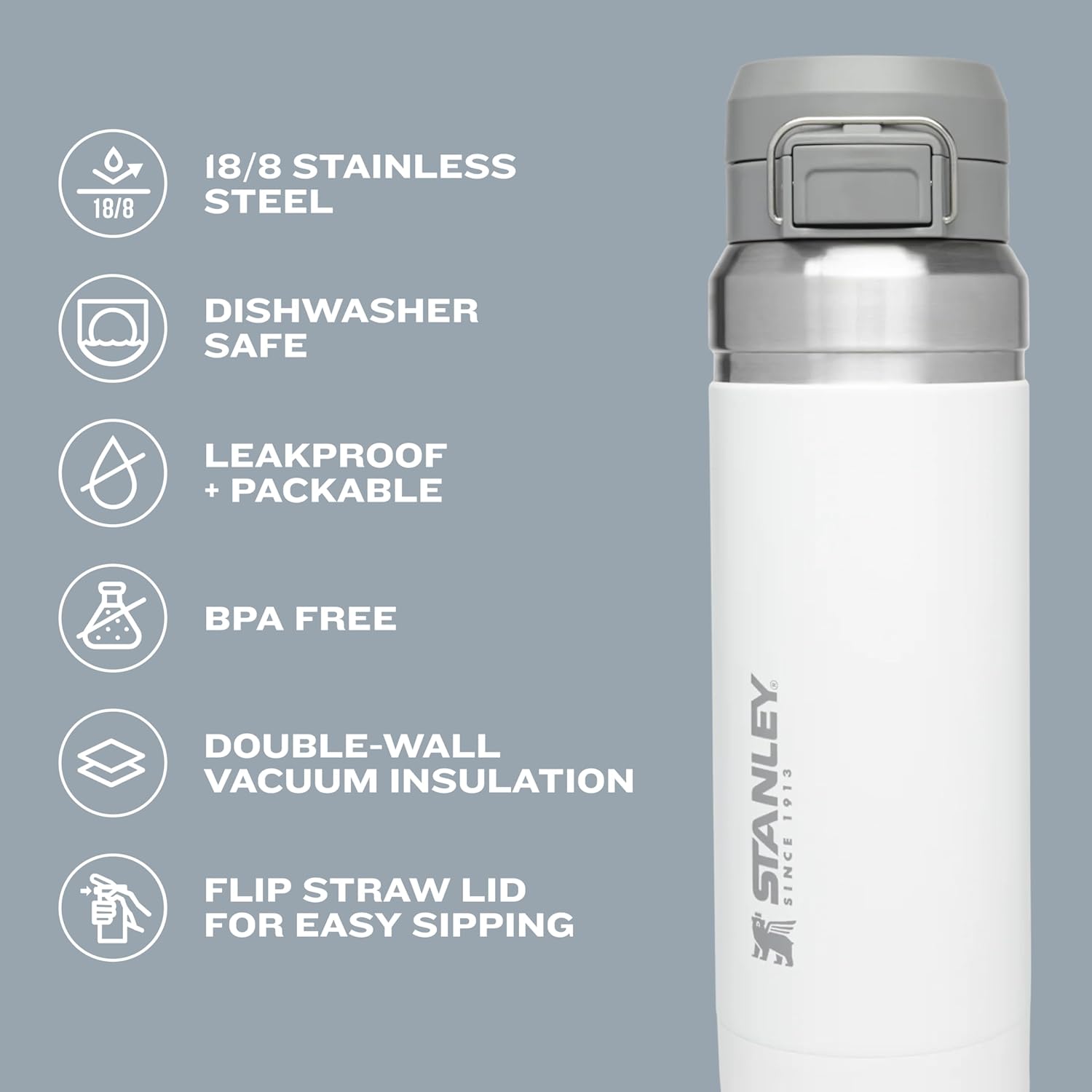 Stanley Quick Flip GO Water Bottle 24 oz - Insulated, Leakproof, BPA-Free | Perfect for Travel & Sports | Pomelo