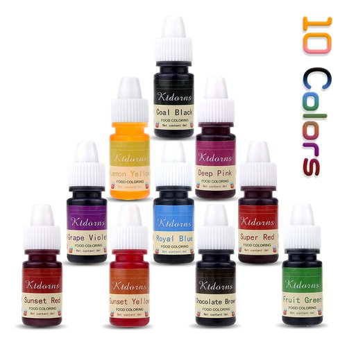 Food Coloring Variety Kit by [Brand Name] - 10 Vibrant Liquid Colors for Baking, Decorating & Slime | 0.25 fl. oz. Bottles