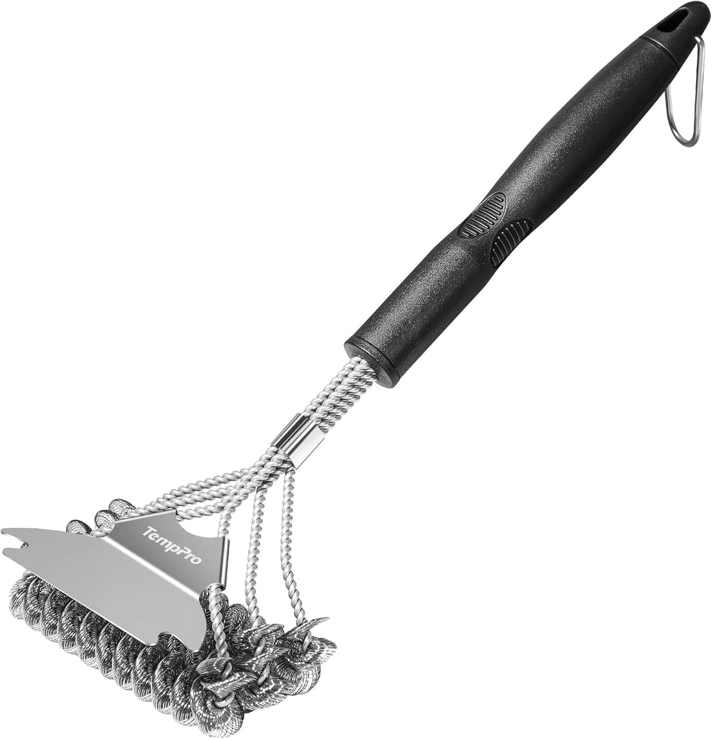 TempPro BBQ Grill Brush - Bristle-Free Stainless Steel Cleaner for Safe Grilling | Ideal BBQ Accessory