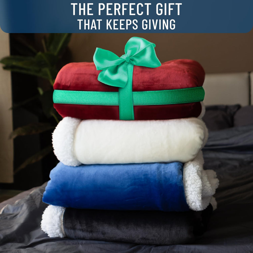 Everlasting Comfort Furry Sherpa Throw Blanket - Soft, Fluffy, Fuzzy, Plush, Thick, Minky Throws