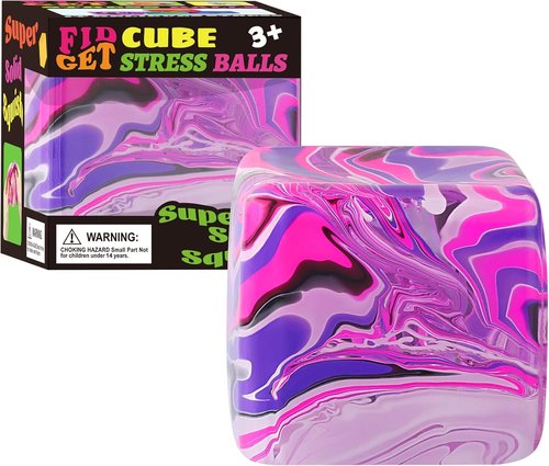 Fidget Toys | Squishy Stress Cube - Stress Relief Balls for Kids & Adults | Pink Sensory Toy