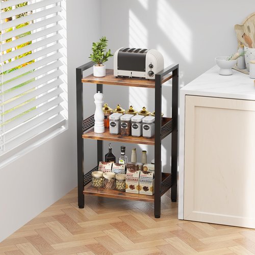 Tensirock 3-Tier Book Shelf, Bookcase with a Back Panel, Storage Shelves for Bedroom, Living Room & Home Storage (Brown Black)