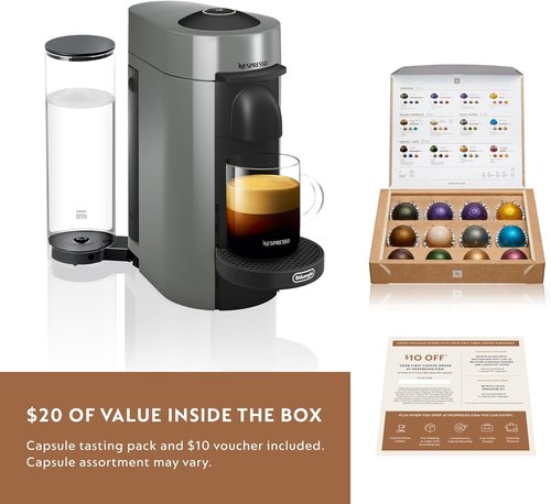 De'Longhi Nespresso Vertuo Plus Coffee & Espresso Maker - Sleek Grey Design for Perfect Brews