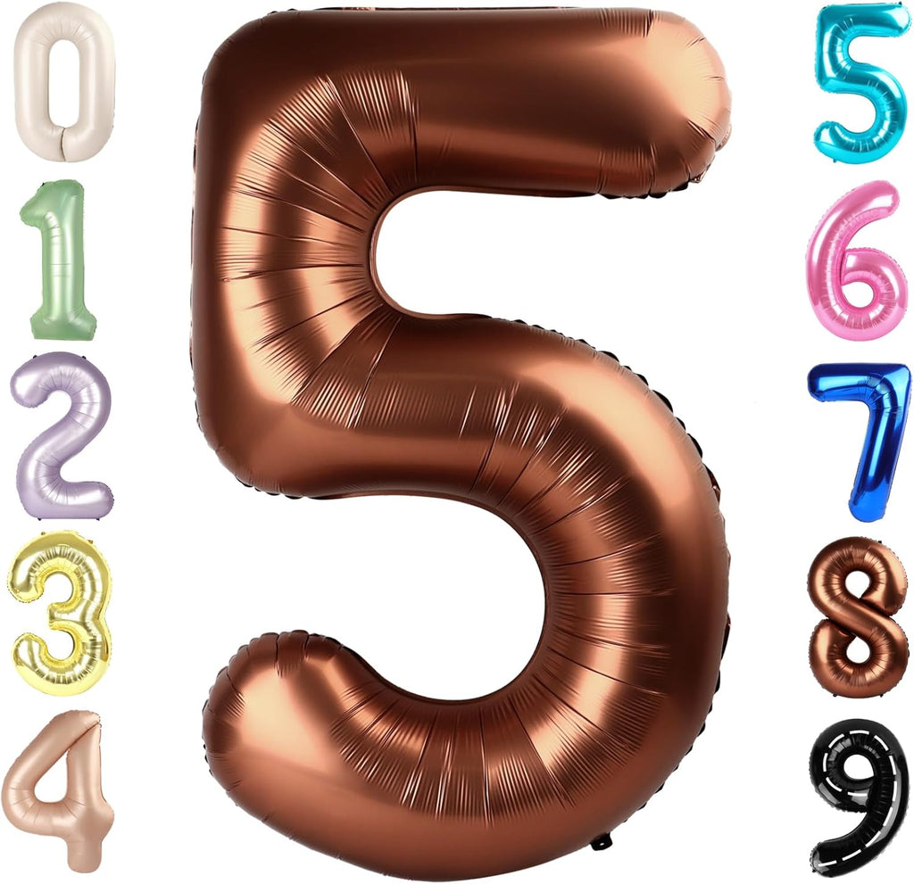 Skiennix 40-Inch Balloon Numbers - Big Coffee Brown Balloons for 5th Birthday & Wedding Decor