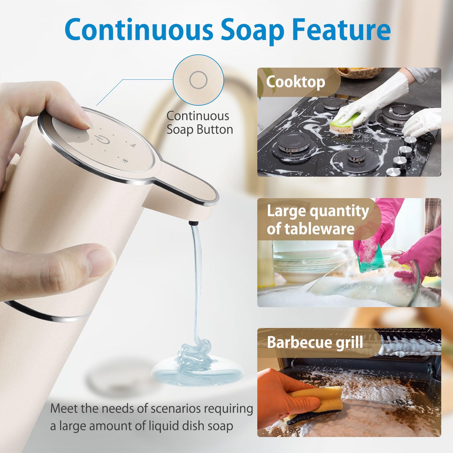 Gotofine Automatic Liquid Soap Dispenser,4-Level Adjustable, Wall Mount,USB Rechargeable,12.8oz/ 380ml,Touchless Hand & Dish Soap Dispenser for Bathroom, Kitchen,Hotel, Restaurant