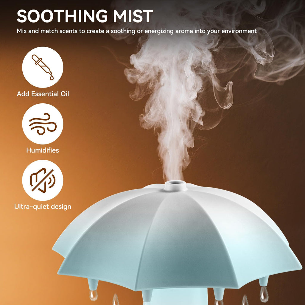 Missfly 300ml Cloud Shape Cool Mist Humidifier Diffuser, 360° Rotatable, Quiet Auto Safety Shutoff, Easy Refill Home Bedroom Office (White)
