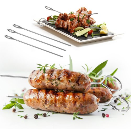 30pcs Stainless Steel Turkey Lacers - 6 Inch Reusable Chicken Skewers - Silver Meat Roasting Trussing Needles for Bbq Cooking & Kitchen Roast Supplies