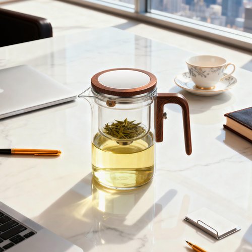 MACTANO Enchant Series Glass Magic Teapot with Magnetic Infuser, Modern Personal Tea Pot for Loose Leaf Tea Visual Brewing Easy Clean - 20.29 oz