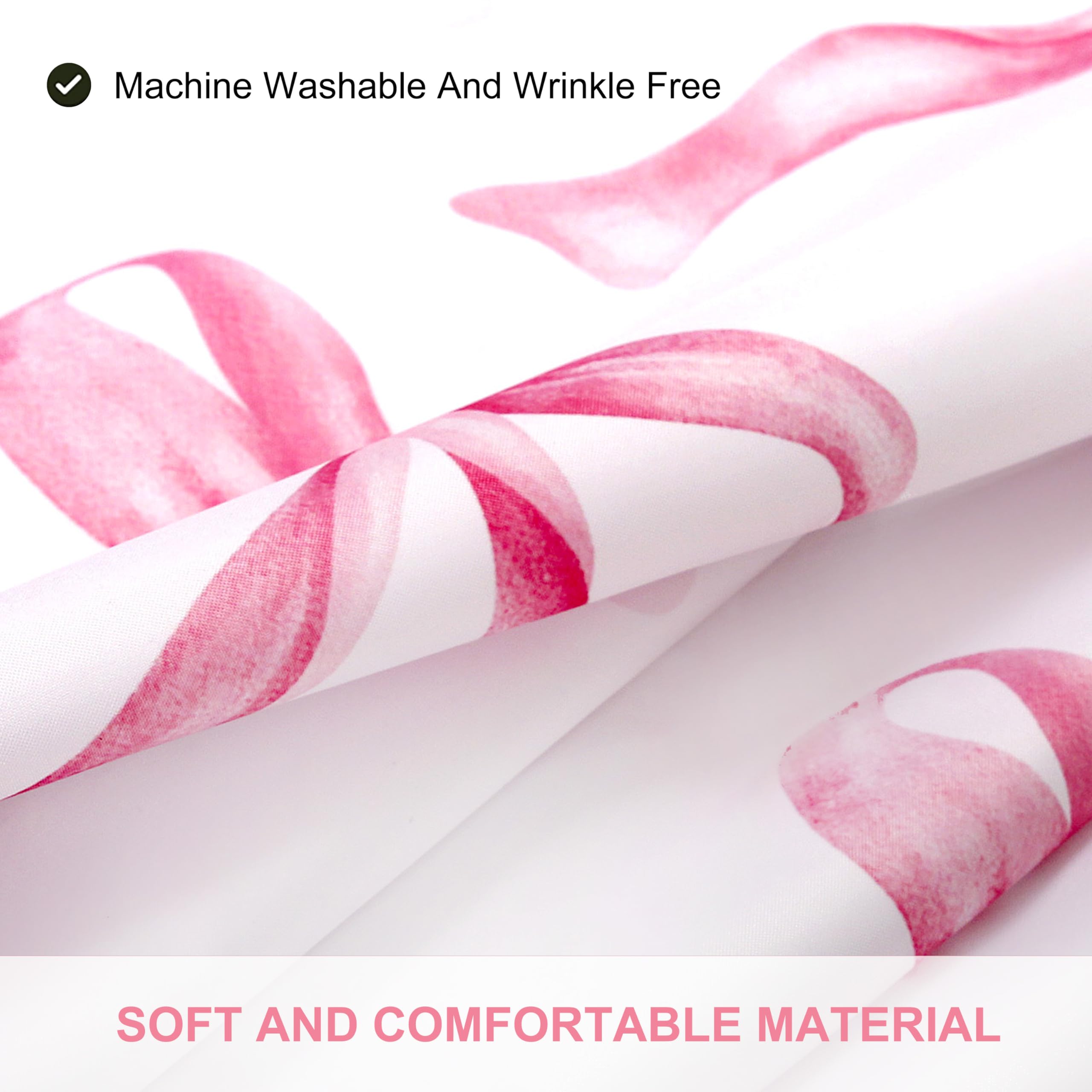 MUGINYU Girls Pink Bow Shower Curtain with Scalloped for Preppy Bathroom Decor,Cute Ruffle Girly Shower Curtains,Coquettecute Chic Aesthetic Shower Curtain Set with Hooks 72x72 Inch