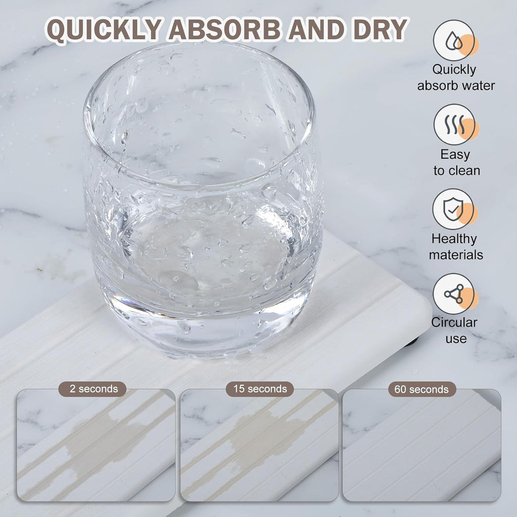 Skiennix 4PCS Diatomaceous Stone Drying Tray - Fast Drying Soap & Vanity Coaster Set