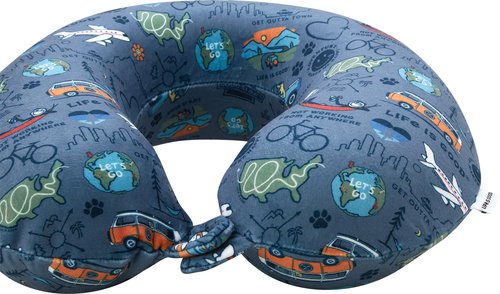 Life is Good Neck Pillow - Soft Memory Foam All Over Print Travel Neck Support Pillow - Cozy U-Shaped Sleep Pillow, Love for Travel
