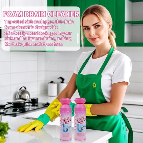 Yugou Foaming Drain Cleaner, Sink Cleaner and Deodorizer, Drain Clog Remover for Kitchen Sinks, Shower Drains, Tubs (1pcs)