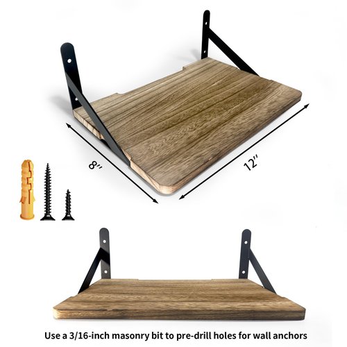 Zalumis Solid Wood Wall Mount Shelf for Projector, Router, WiFi, Modem, 12" x 8" Wall Mount Shelf Holds Up to 25 lbs for Projector