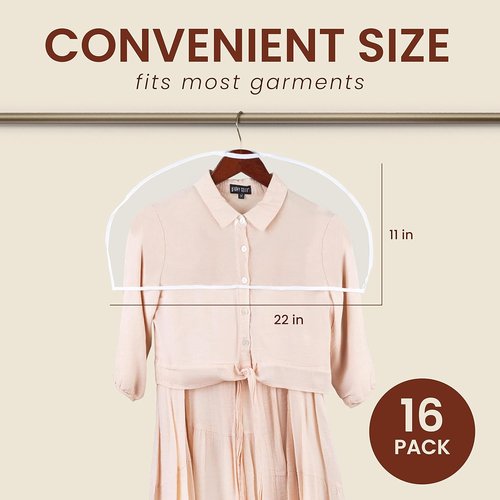Handy Laundry Clear Vinyl Shoulder Covers - 16 Garment Protectors for Suits & Dresses | Dust-Free Storage