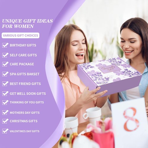 Happy Birthday Gifts for Women, Self Care Gifts Get Well Soon Unique Relaxing Spa Gift Basket Set, Christmas Gift for Women Birthday Care Package Ideas for Mom Wife Grandma Friends Sister Pink
