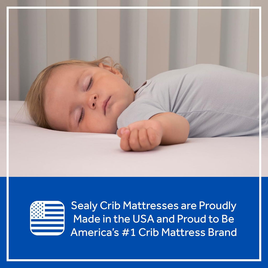Sealy Baby Posture Perfect Breathable Crib Mattress, GREENGUARD Gold Certified, Made in USA, 2 Stage Hybrid Memory Foam & 150 Premium Coils, Toddler Bed Fit, Safety & Quality Tested, 52x28"