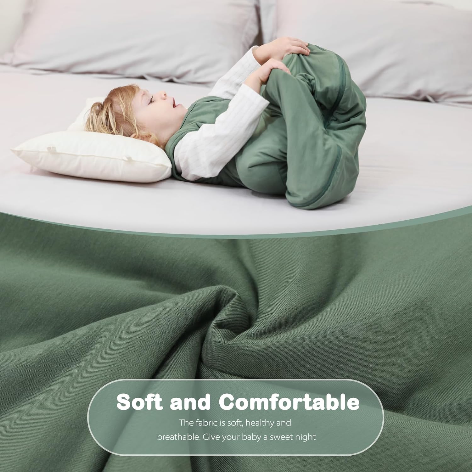 Mosebears Baby Sleep Sack - Supersoft 1.0 TOG Bamboo Wearable Blanket | Dark Green, 6-18 Months