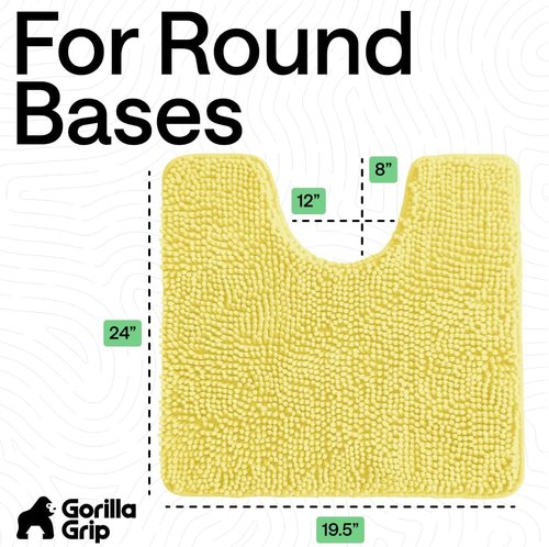 Gorilla Grip Plush Chenille Bath Rug Mat - Soft, Absorbent, Machine Washable for Oval Toilet Base - Yellow