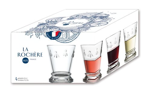 La Rochere Napoleon Bee Tumbler Set of 6 – La Rochere Bee Glassware Sets – Fancy Glassware Drinking Glasses (9 oz)