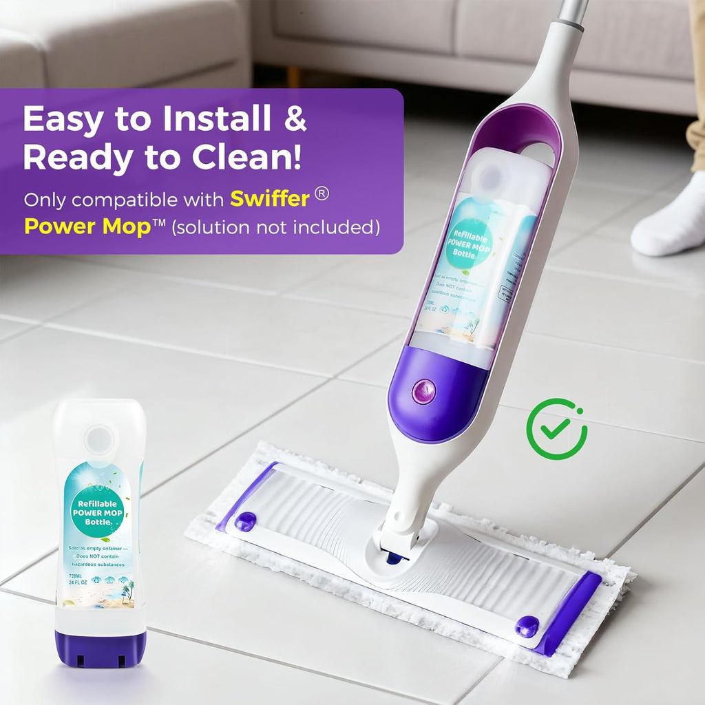 Swiffer® Power Mop™ Refillable Bottle - 24 FL.OZ Leak-Proof HDPE Container with Funnel for Easy Use
