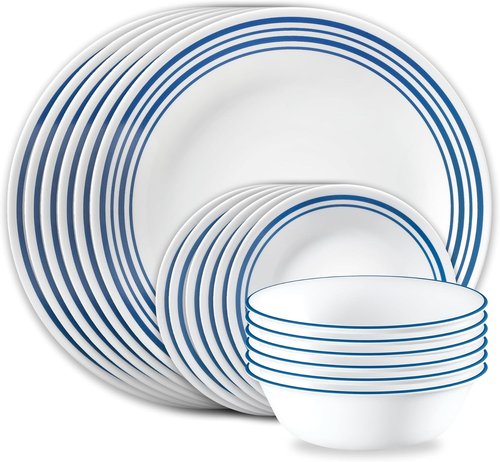 Corelle Vitrelle 18-Piece Dinnerware Set - Service for 6 | Triple-Layer Chip & Crack Resistant, Laila Design
