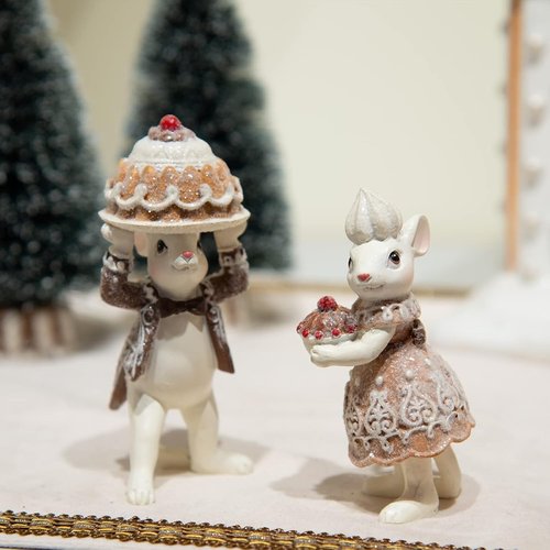 Braxio Gingerbread Mouse Figurine Set - Festive Christmas Decor for Tabletop & Tree | Collectible Holiday Ornaments