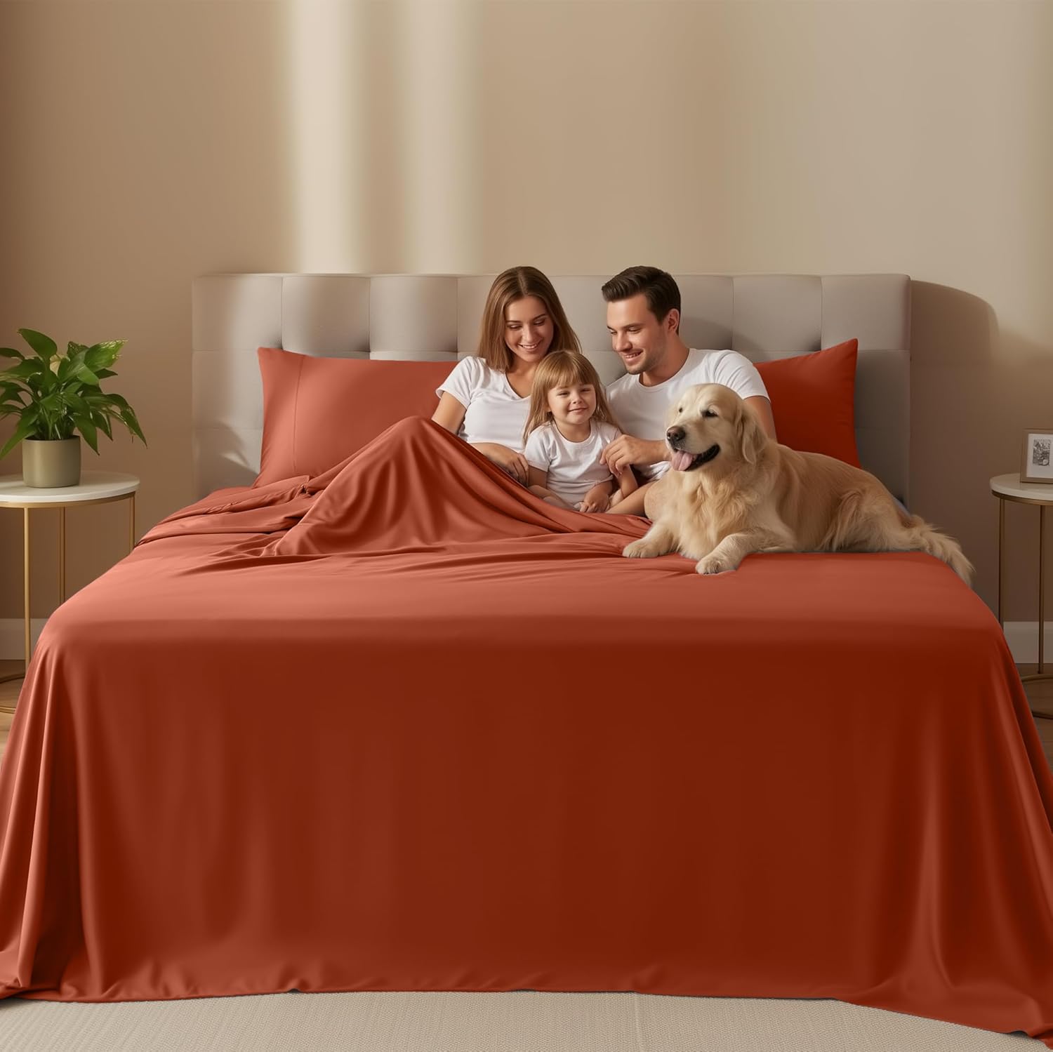 Utopia Bedding King Size Sheet Set - 4 Piece Soft Microfiber Bed Sheets | Oeko-Tex Certified, Orange