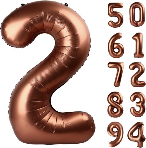 Chocolate 2nd Birthday Balloon - 40 Inch Dark Brown Number 2 Decoration for Parties