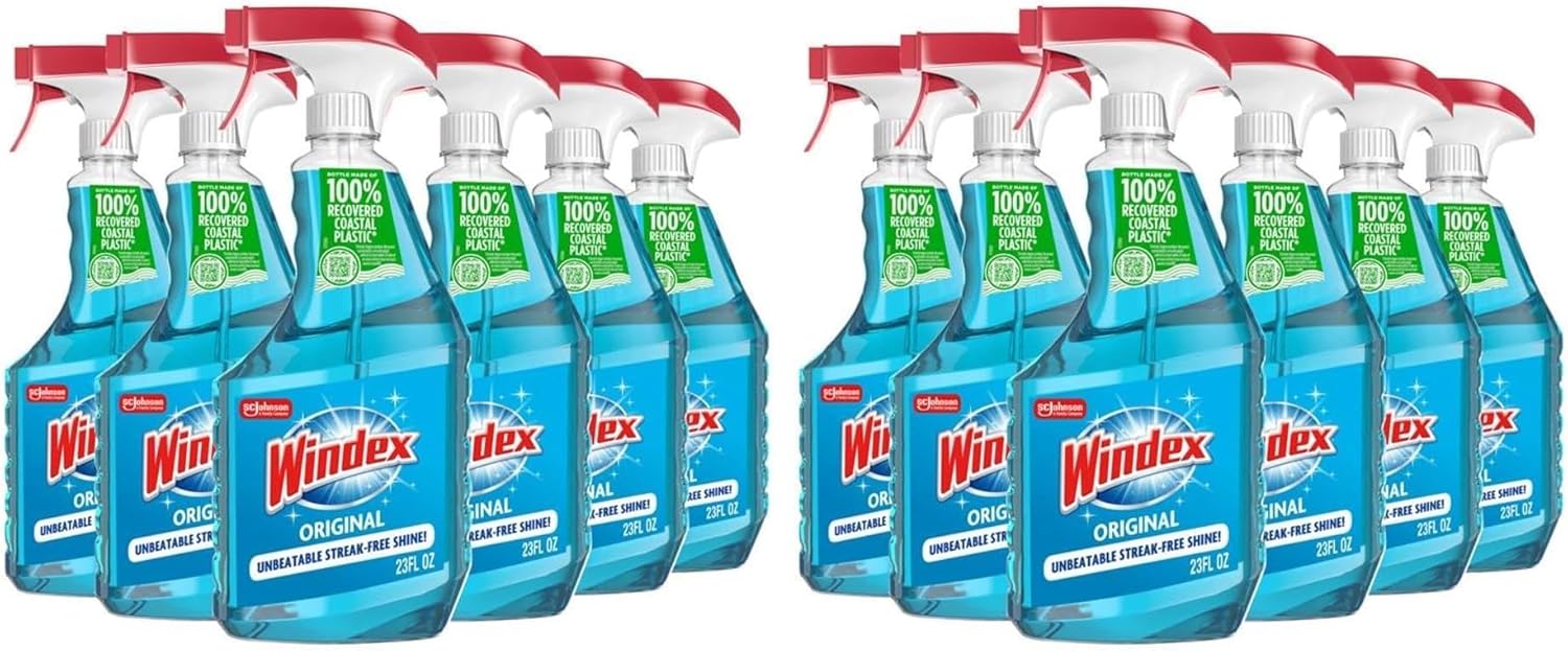 Windex Glass Cleaner Spray - Eco-Friendly 100% Recycled Plastic | Original Blue Scent, 23 Fl Oz, 2-Pack