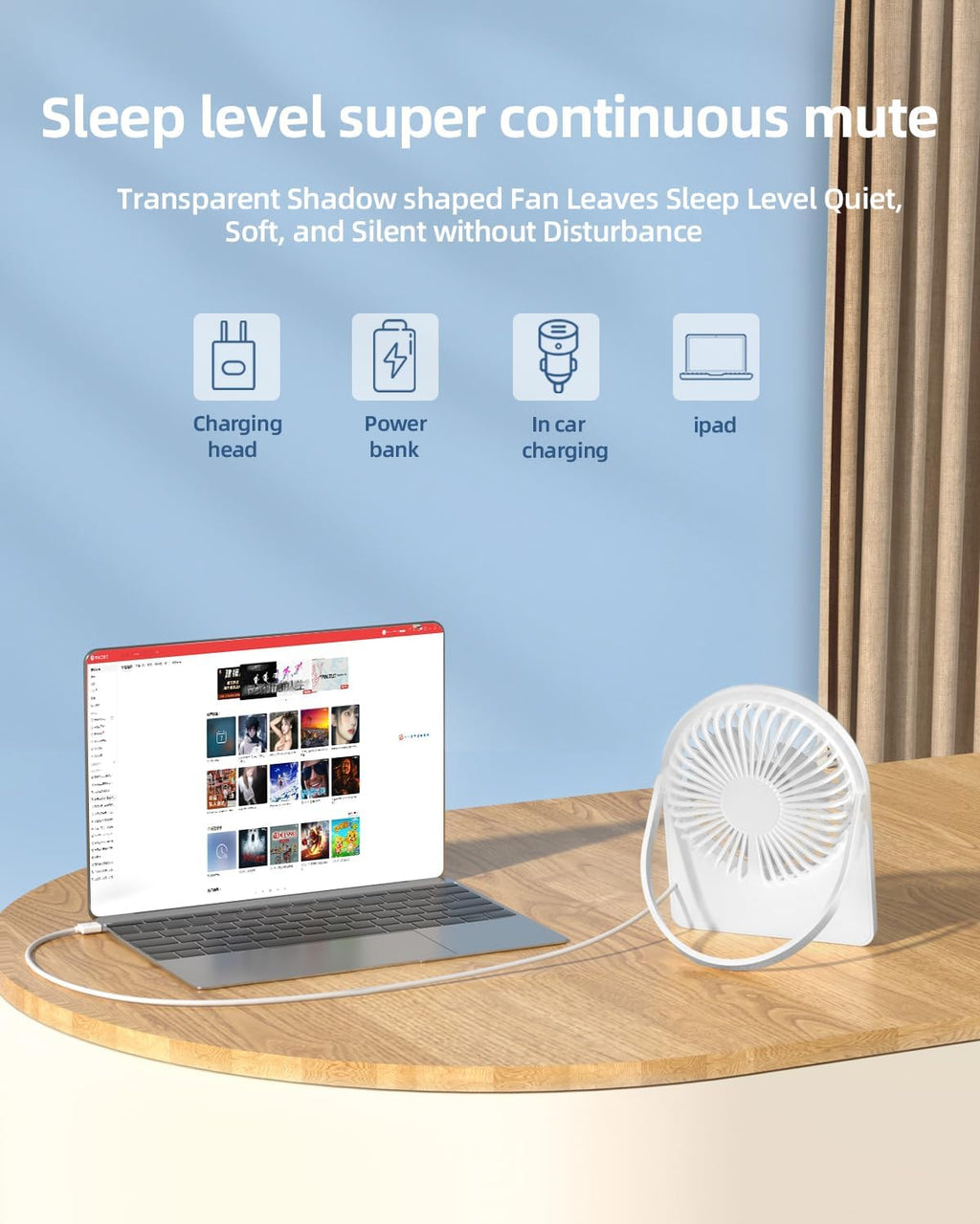 TUNISE USB Desk Fan - Portable Personal Fan with 3 Speed Settings | Quiet & Adjustable for Home or Office
