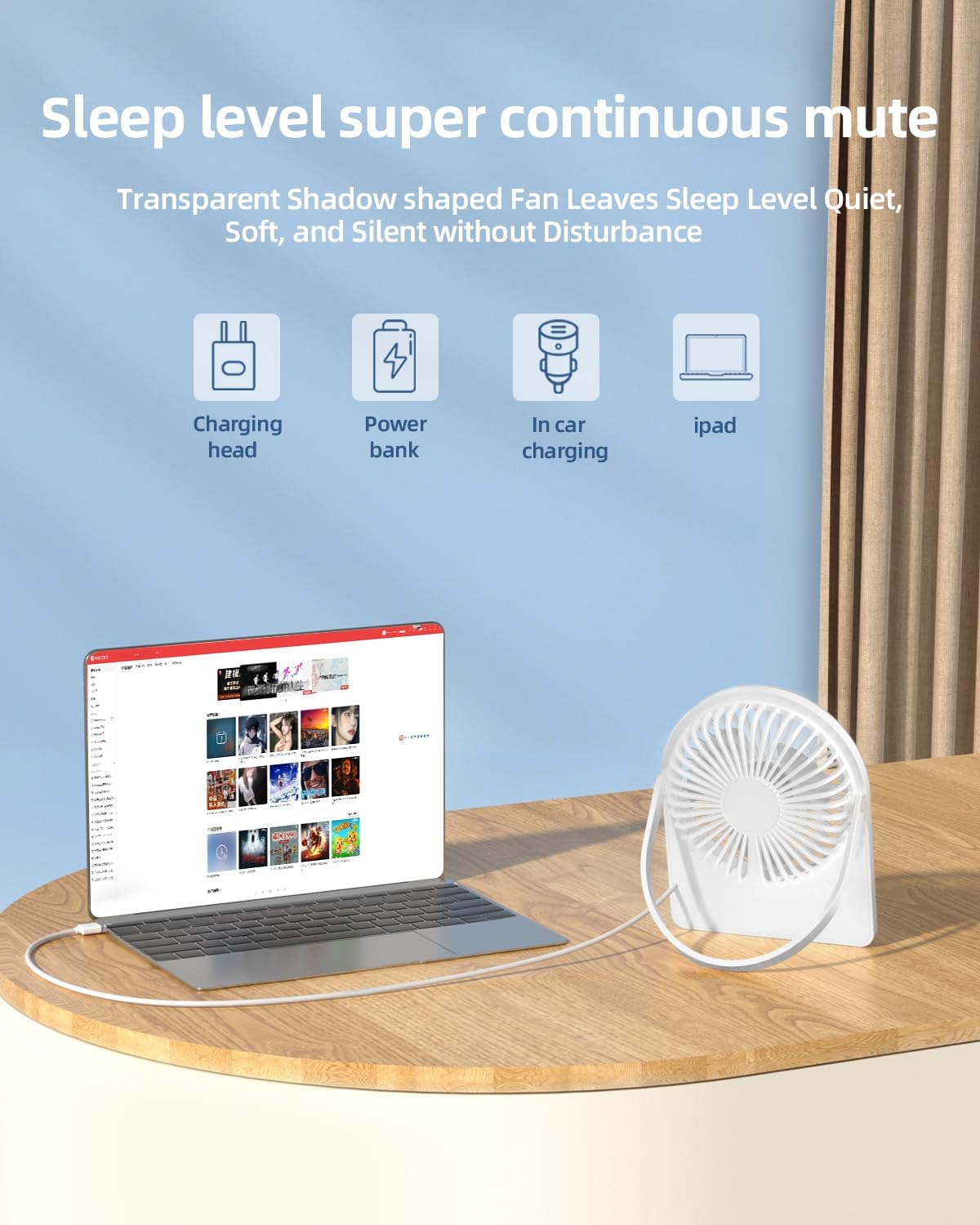 TUNISE USB Desk Fan - Portable Personal Fan with 3 Speed Settings | Quiet & Adjustable for Home or Office