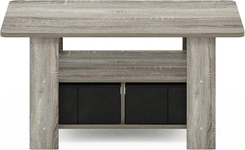 Furinno Andrey Coffee Table - Stylish French Oak Grey with Convenient Bin Drawer