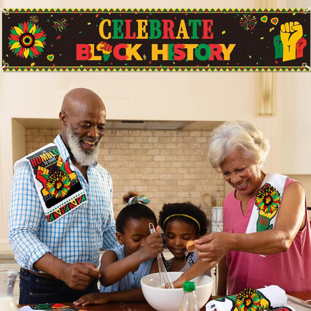 FHGG Black History Month Backdrop Decorations Banner Celebrate Black History Bunting Photography Supplies African American Party Garland African BHM Worthwhile Afro Party Supplies