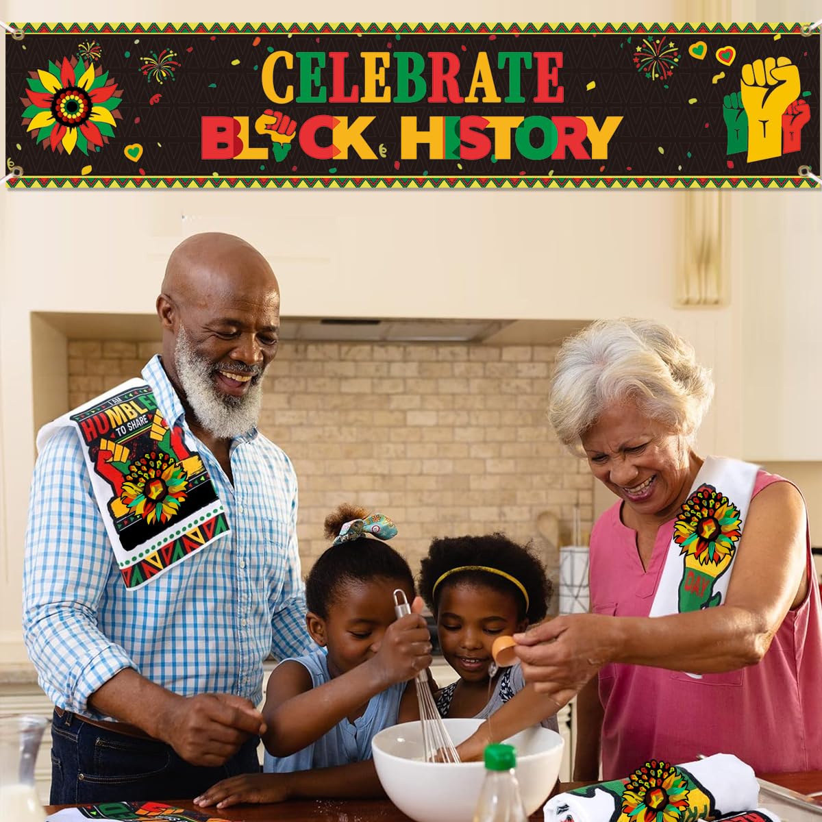 FHGG Black History Month Backdrop Decorations Banner Celebrate Black History Bunting Photography Supplies African American Party Garland African BHM Worthwhile Afro Party Supplies