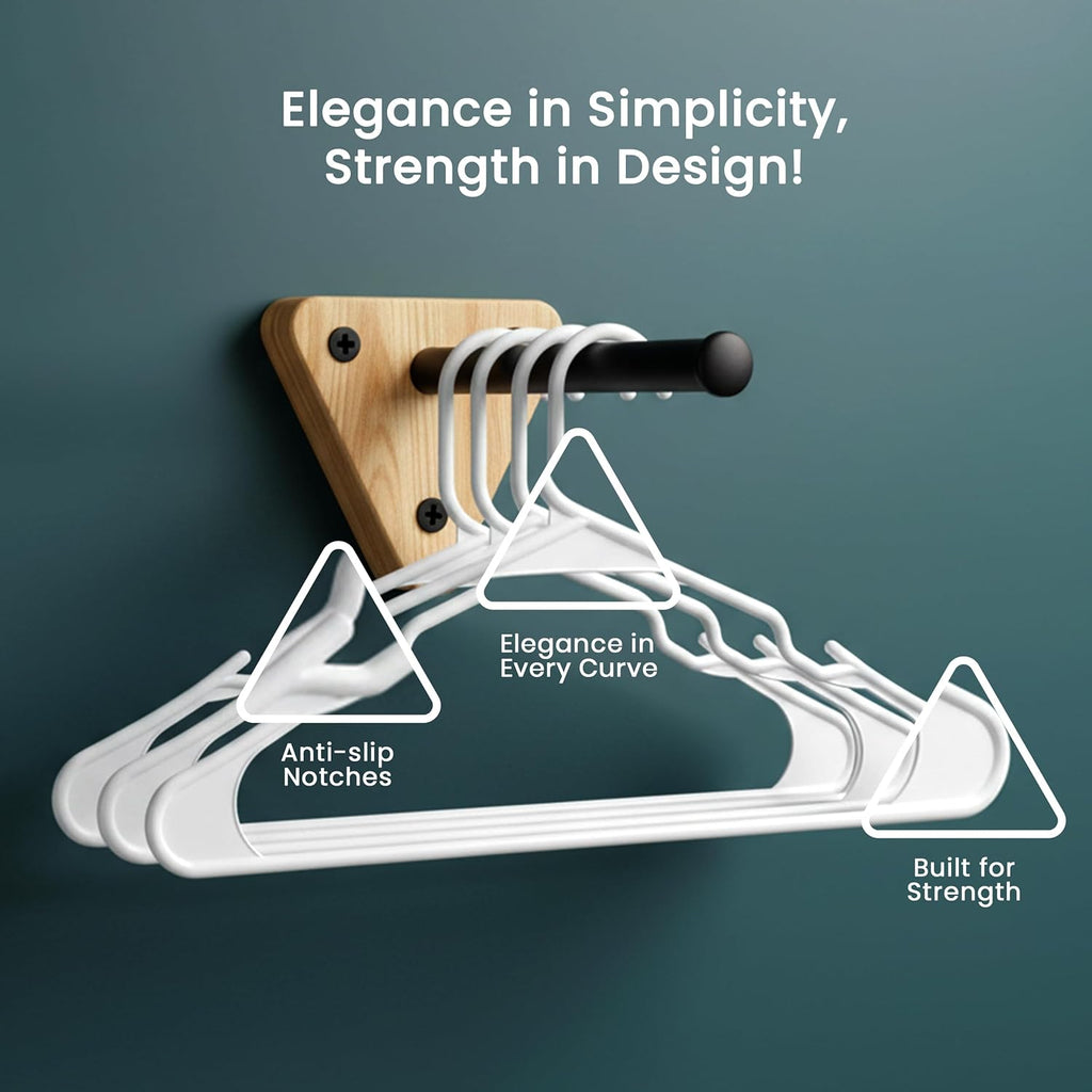 Utopia Home Plastic Hangers - Durable Space-Saving Clothes Hangers - 100 Pack in White