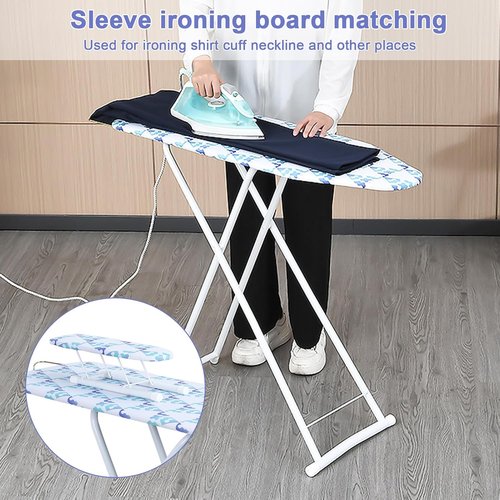 Ironing Board Full Size, 42" Compact Heavy Duty Ironing Board Foldable Household Iron Boards Space Saving Iron Boards with Heat-Resistant Cover Anti-Slip Feet Height Adjustable Ironstand (Blue 42'')