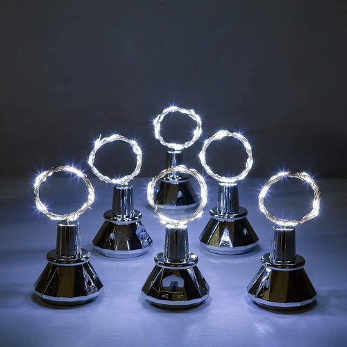 Upgraded 12 Pack Diamond Solar Wine Bottle Lights, 20 LEDs Waterproof Copper Light, Bottle Light Fairy Cork String Lights for Yard Patio Decor, DIY Birthday Gift for Mom Grandma Friend(Cool White)