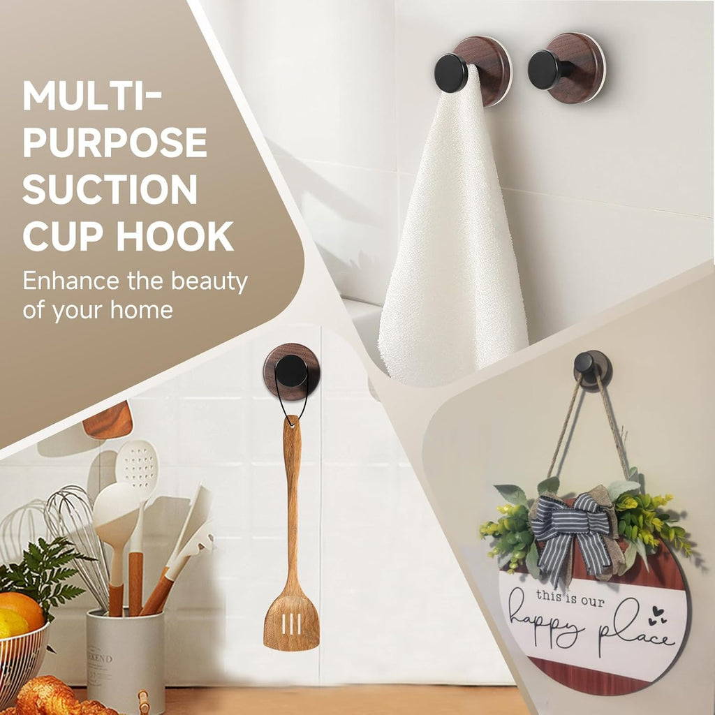 seebemxx Suction Cup Hooks for Shower, 9 PCS Waterproof Towel Hooks for Bathroom Window Glass Door Adhesive Hooks, Bath Robe Looafh Wreath Hooks for Hanging, No Drill Removable & Reusable